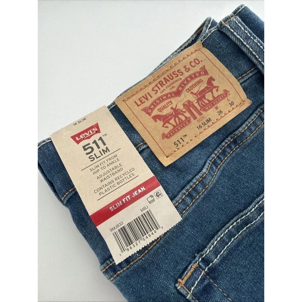 Levi's 511 Slim Boys Jeans Size 16 Slim 26x30 Stretch Denim New With Tags